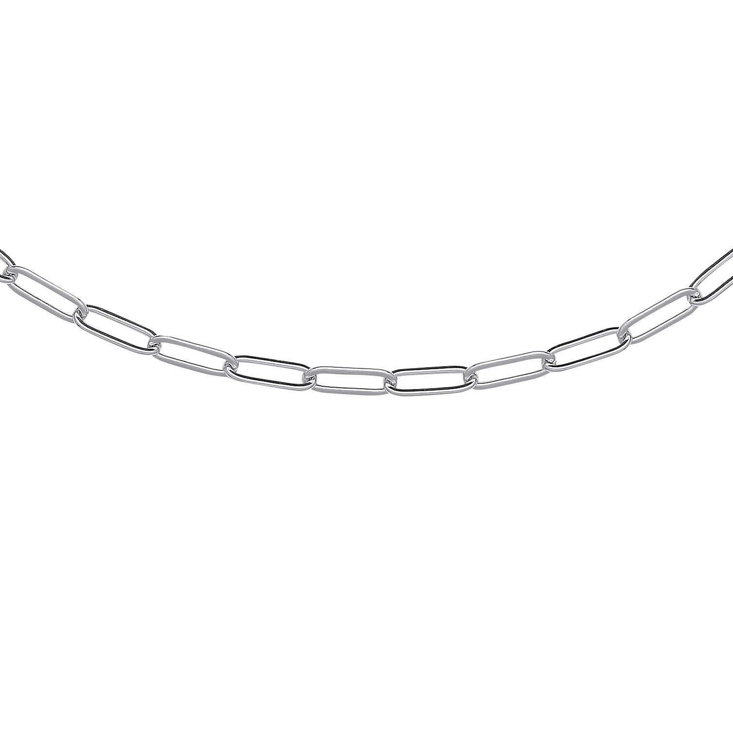 Silver  Plain Flat Paperclip Pill Chain Necklace 3mm 18 + 2 inch - GVK382
