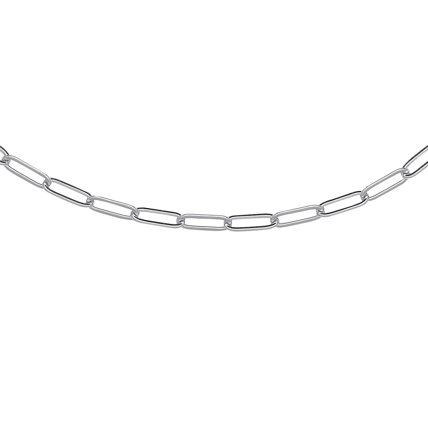 Silver  Plain Flat Paperclip Pill Chain Necklace 3mm 18 + 2 inch - GVK382