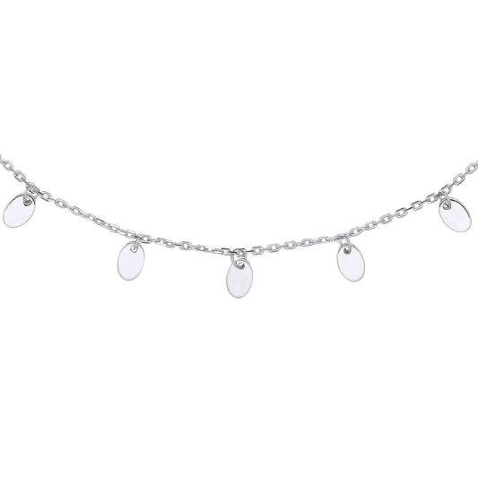 Silver  Floating Oval Discs Charm Necklace - GVK385