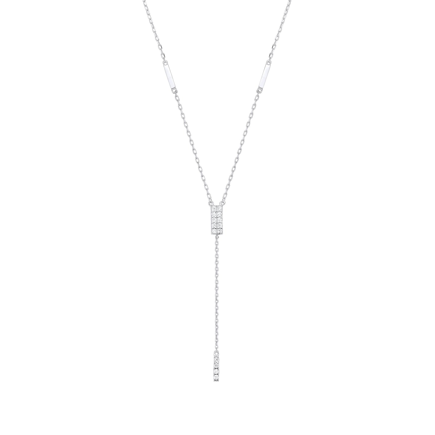 Silver  Chocolate Bar Lariat Necklace - GVK388