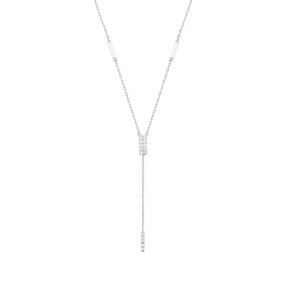 Silver  Chocolate Bar Lariat Necklace - GVK388