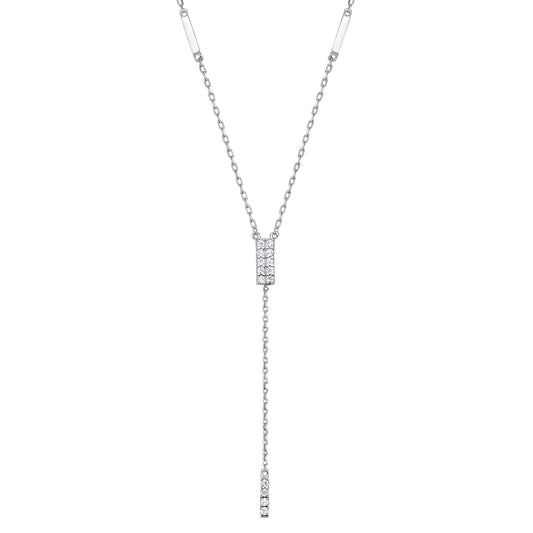 Silver  Chocolate Bar Lariat Necklace - GVK388