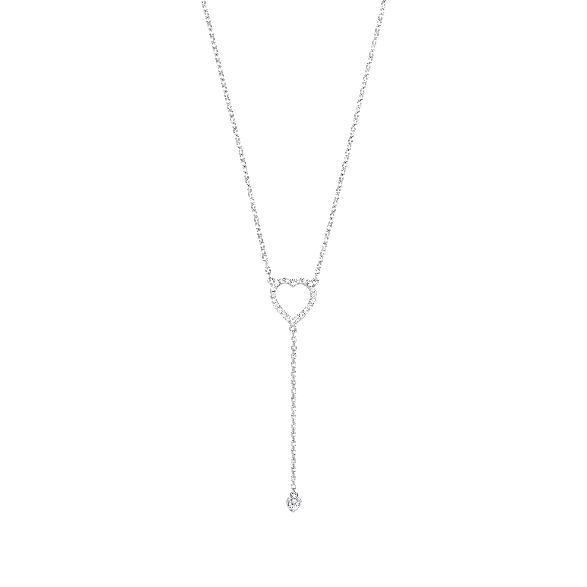Silver  Lil n Large Love Hearts Lariat Necklace - GVK389