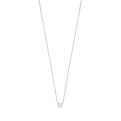 Silver  4 Claw Dainty Solitaire Necklace - GVK393