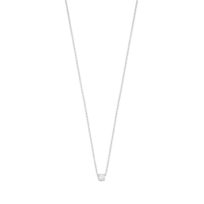 Sterling Silver  CZ 4 Claw Dainty Solitaire Necklace 16 + 1 inch - GVK393