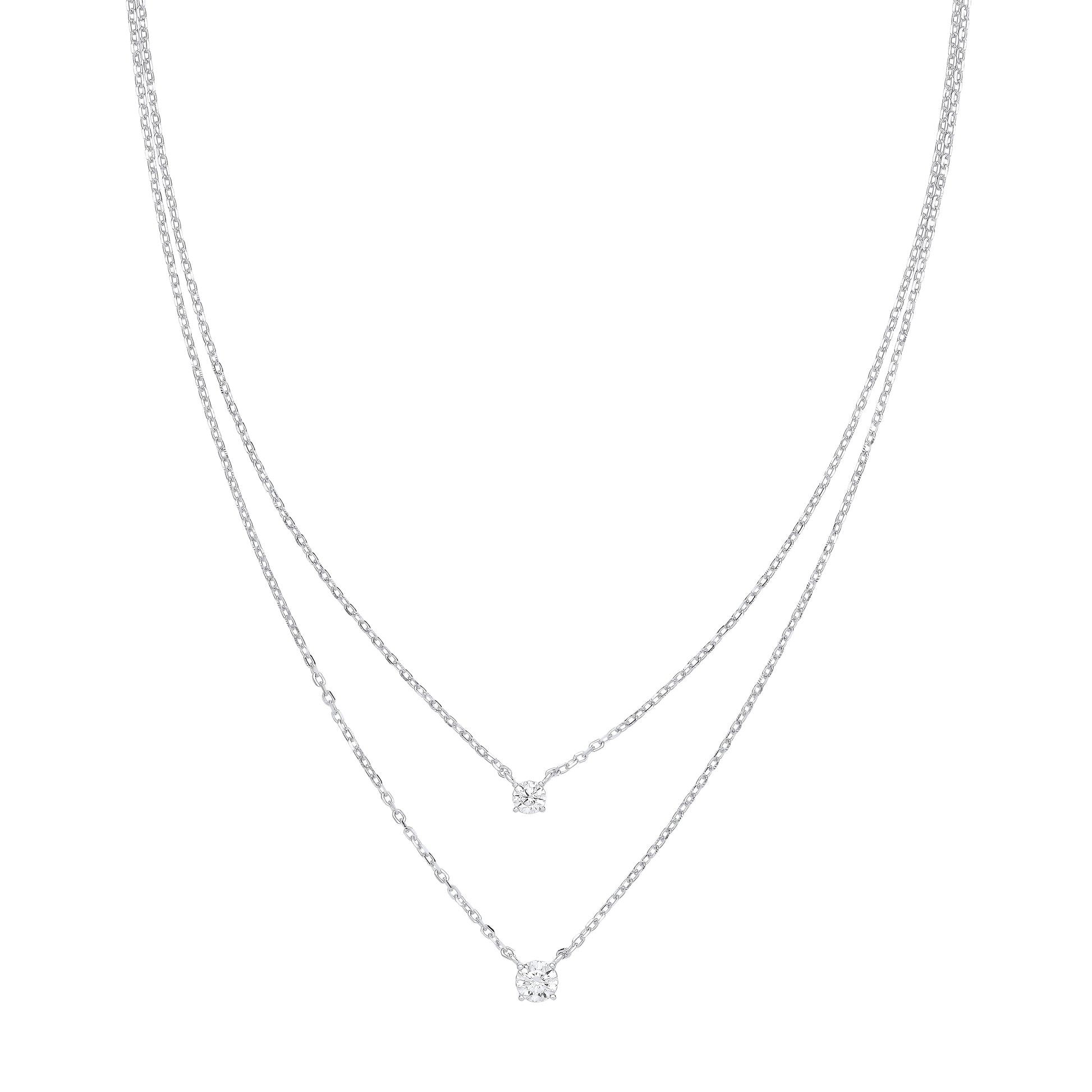 Silver  Lil n Large Solitaire Multi-strand Necklace - GVK394