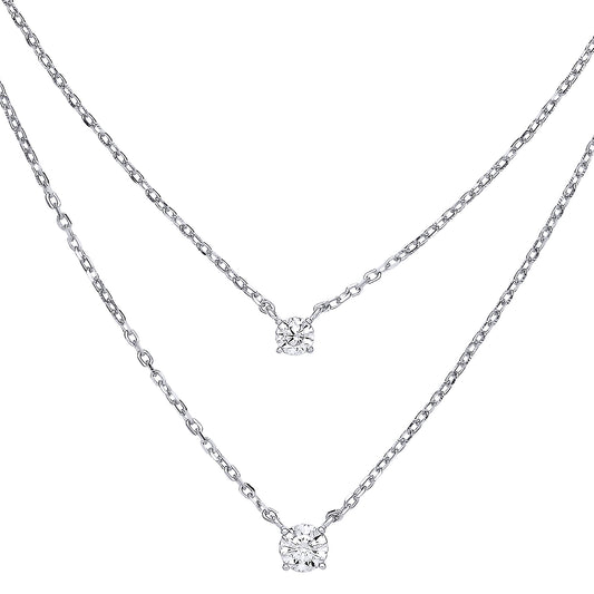 Silver  Lil n Large Solitaire Multi-strand Necklace - GVK394