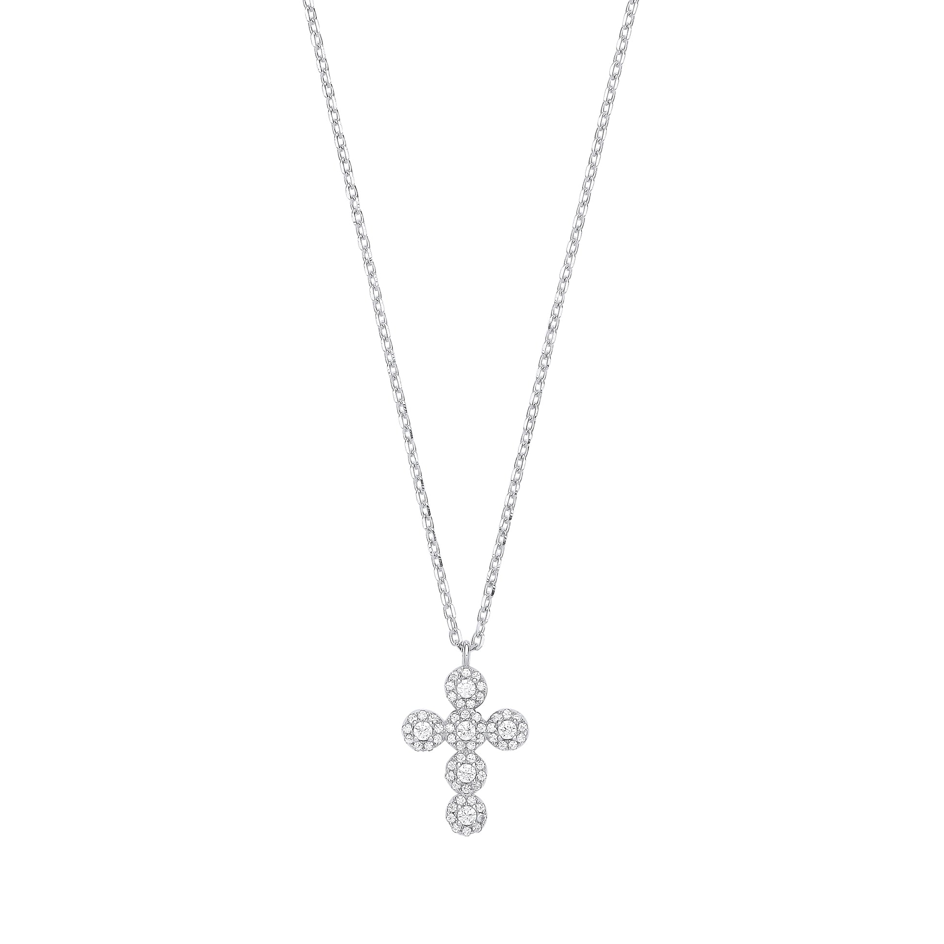 Silver  Bubbly Halo Cross Pendant Pendant Necklace - GVK407