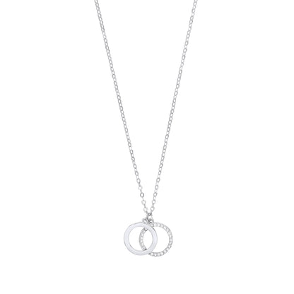 Silver  Double Circle of Life Pendant Necklace - GVK409