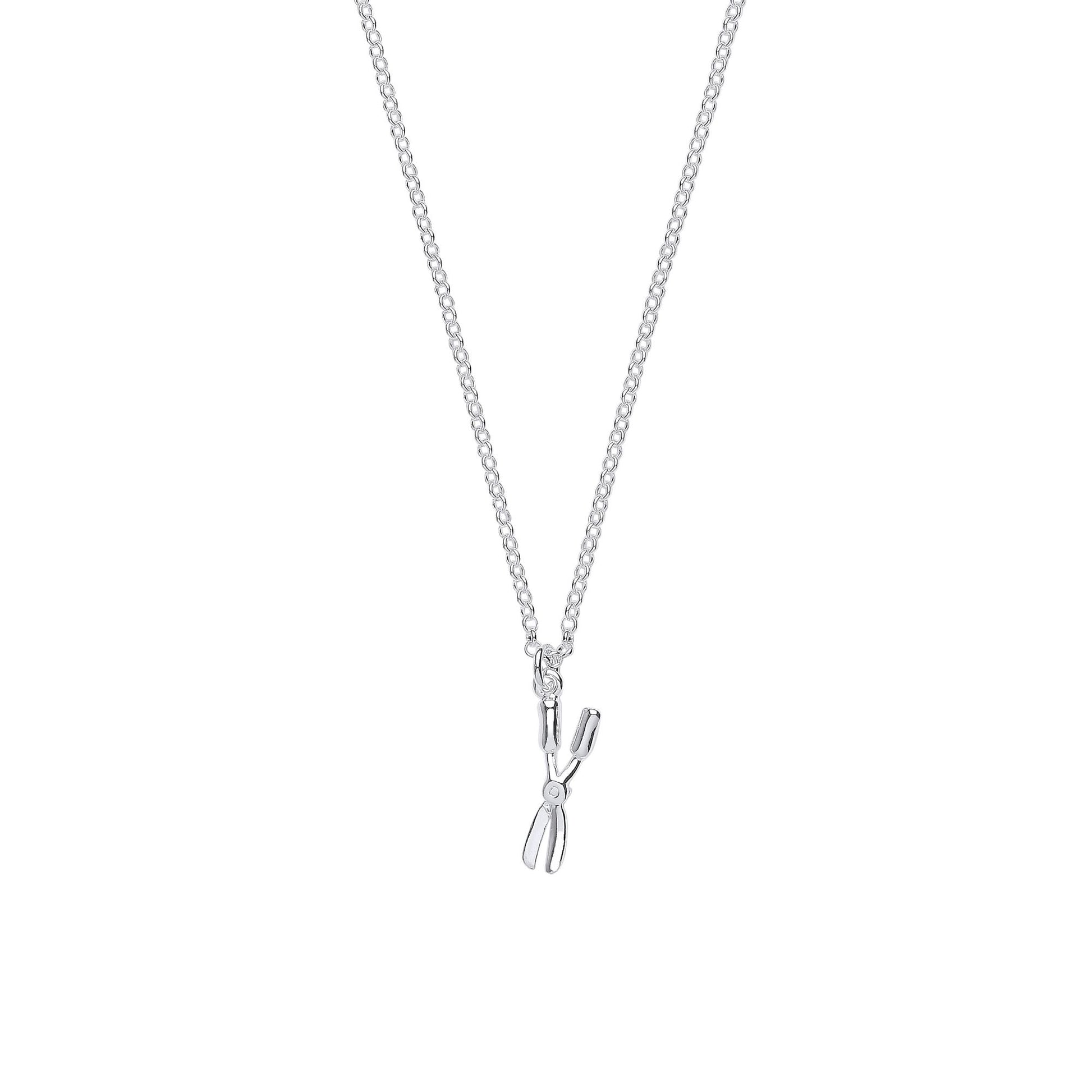 925 Silver  Garden Scissors Pruners Pendant Necklace 16 + 2 inch - GVK420