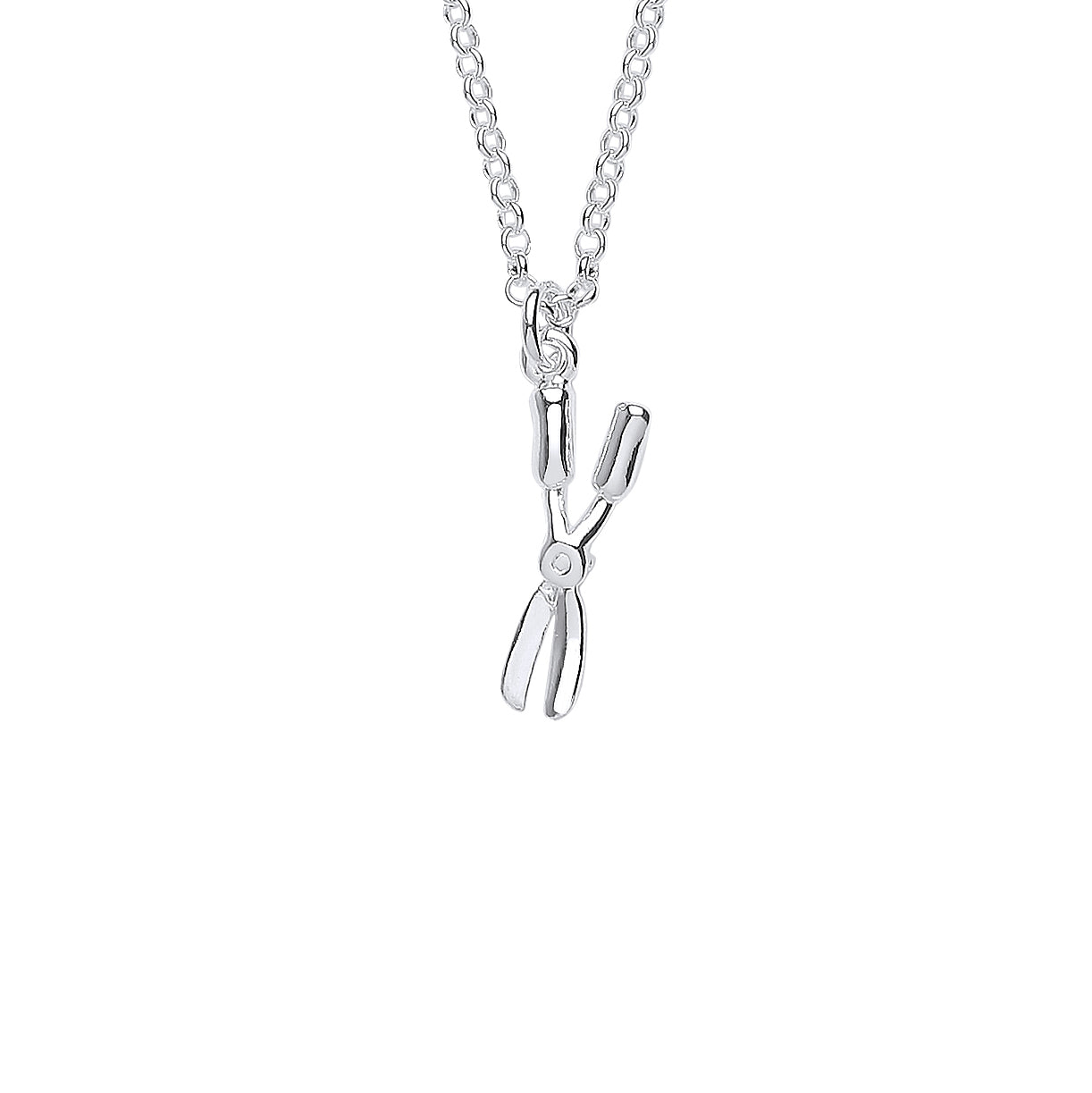 Silver  Garden Scissors Pruners Pendant Necklace - GVK420