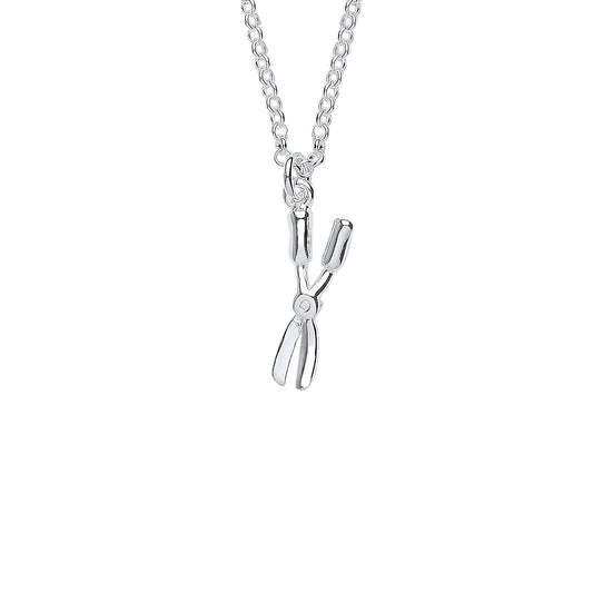 Silver  Garden Scissors Pruners Pendant Necklace - GVK420