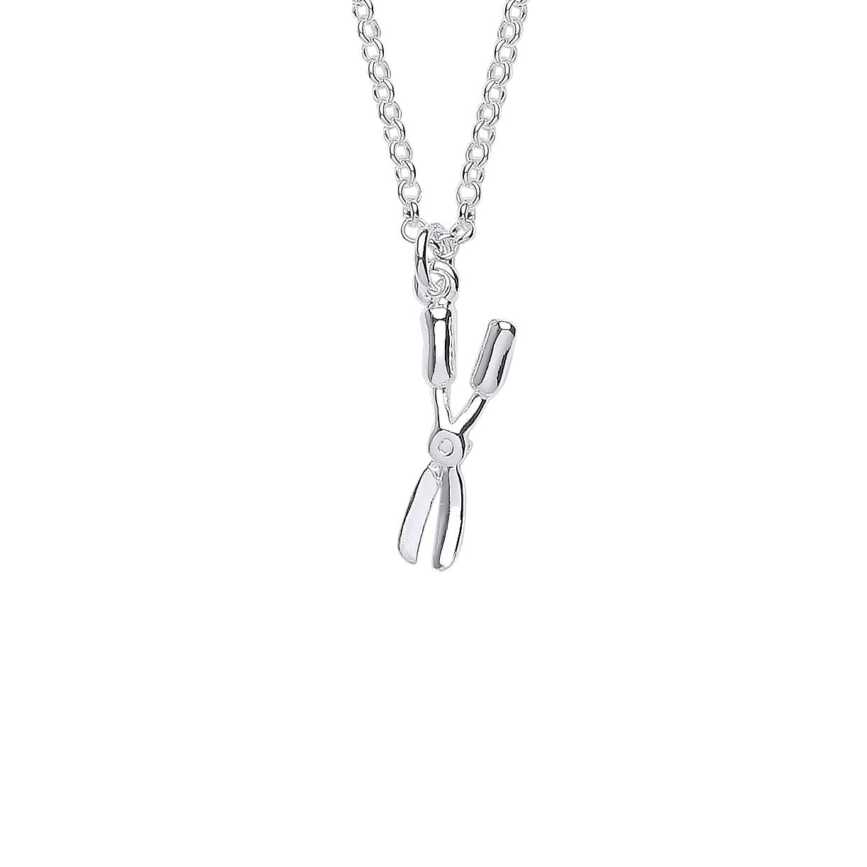 925 Silver  Garden Scissors Pruners Pendant Necklace 16 + 2 inch - GVK420