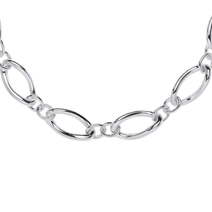 Silver  2+1 Oval Rolo Figaro Chain Necklace 18" + 2" - GVK426