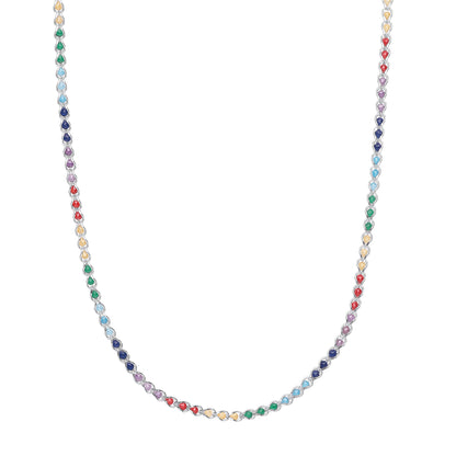 Silver  Rainbow Balls Tears of Joy Chain Necklace - GVK428
