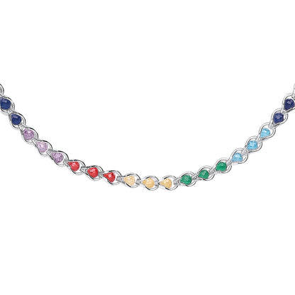 Silver  Rainbow Balls Tears of Joy Chain Necklace - GVK428