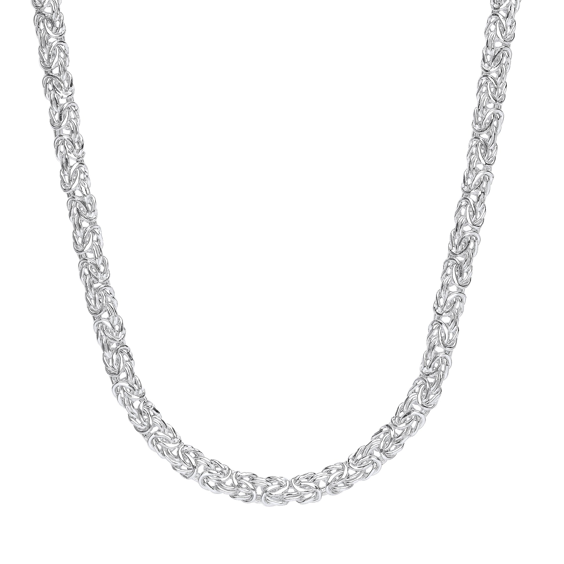 Silver  3D Square Byzantine Chain Necklace 16" + 2" - GVK430
