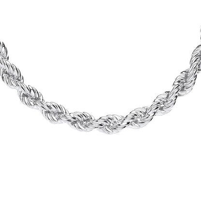 Silver  Hollow Twisted Rope Link Chain Necklace 5mm 16 + 2 inch - GVK433