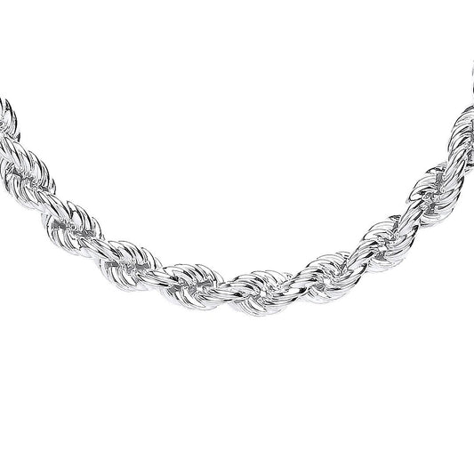 Silver  Hollow Twisted Rope Link Chain Necklace 5mm 16 + 2 inch - GVK433