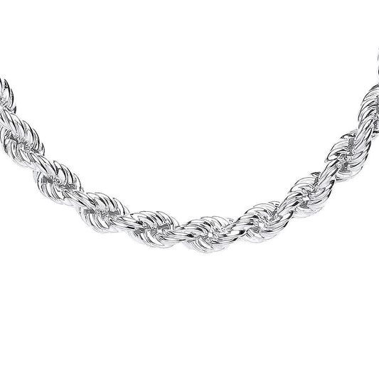 Silver  Hollow Twisted Rope Link Chain Necklace 5mm 16 + 2 inch - GVK433
