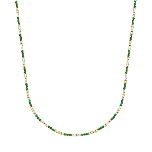 Gold-plated Brass  CZ 3-by-4 Tennis Necklace 2mm - GVK434BREMGP