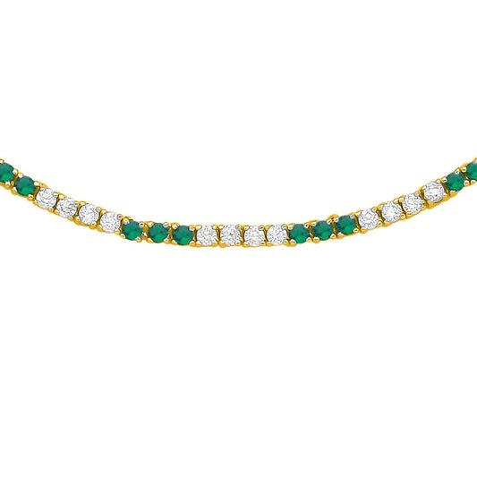 Gold-Plated Brass  Tennis Necklace - GVK434BREMGP
