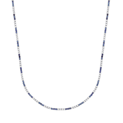 Silver  Alternating Eternity Stripes Tennis Necklace 16" + 1.5" - GVK434SAP