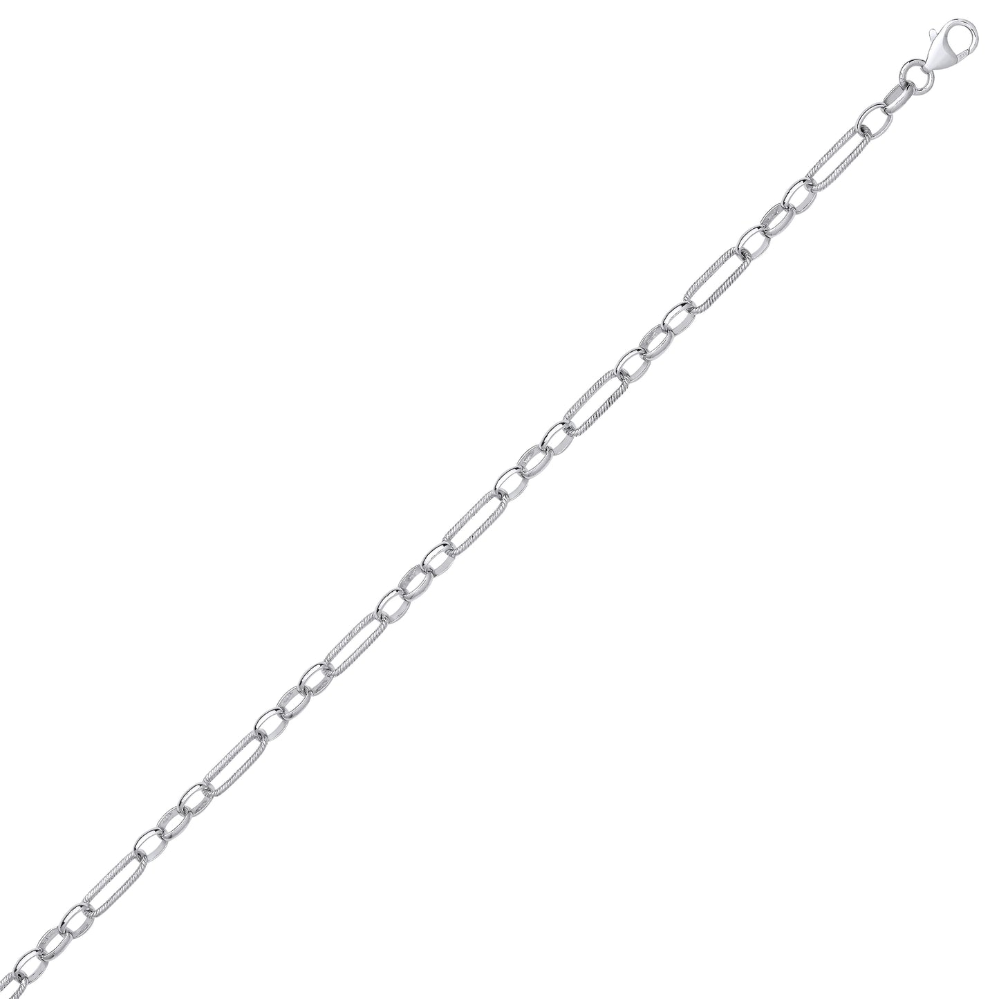 Silver  Figaro Twisted Oval Paperclip Belcher Chain Necklace - GVK437