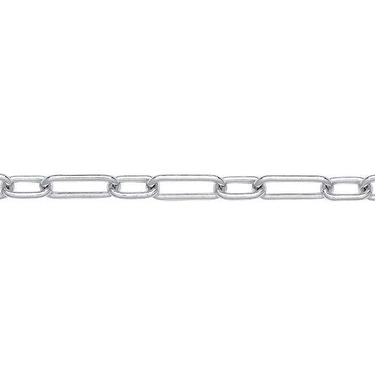 925 Silver  Oval Pill Paper Clip Chain Necklace 5mm 20 inch 50cm - GVK439