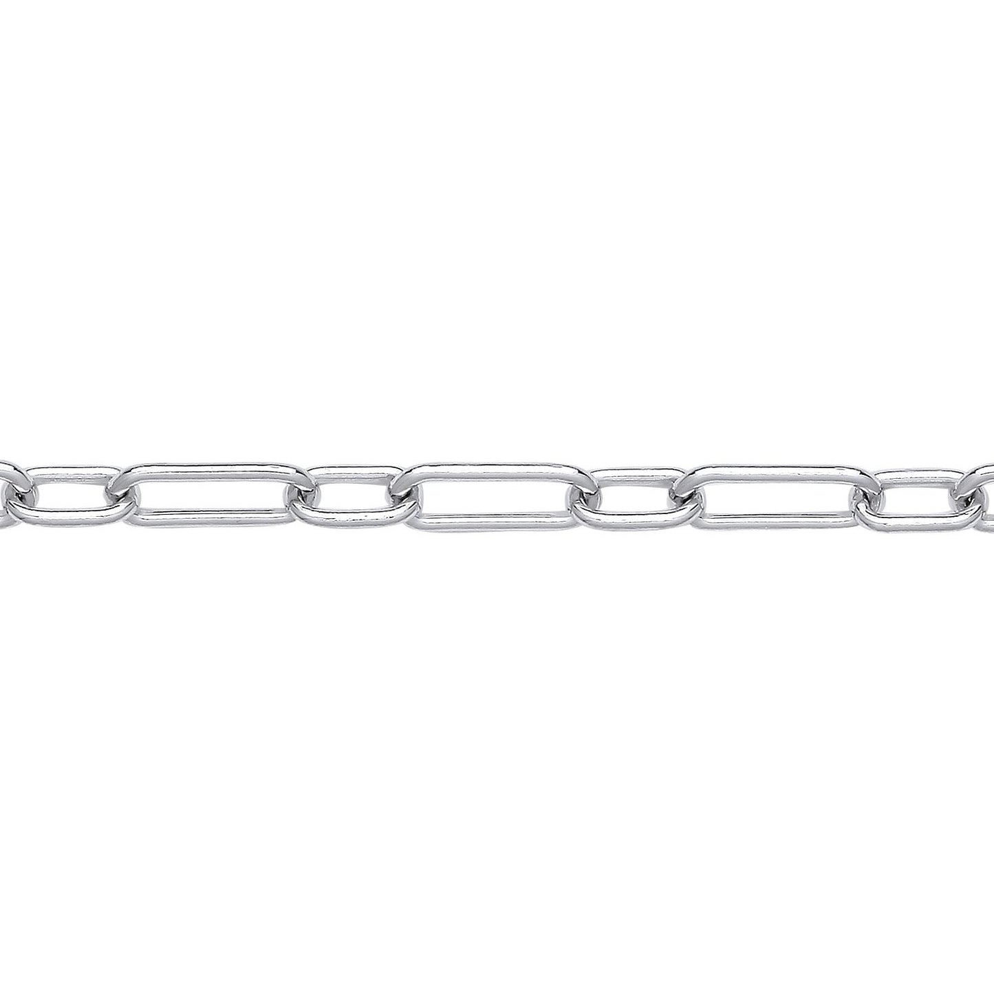 925 Silver  Oval Pill Paper Clip Chain Necklace 5mm 20 inch 50cm - GVK439
