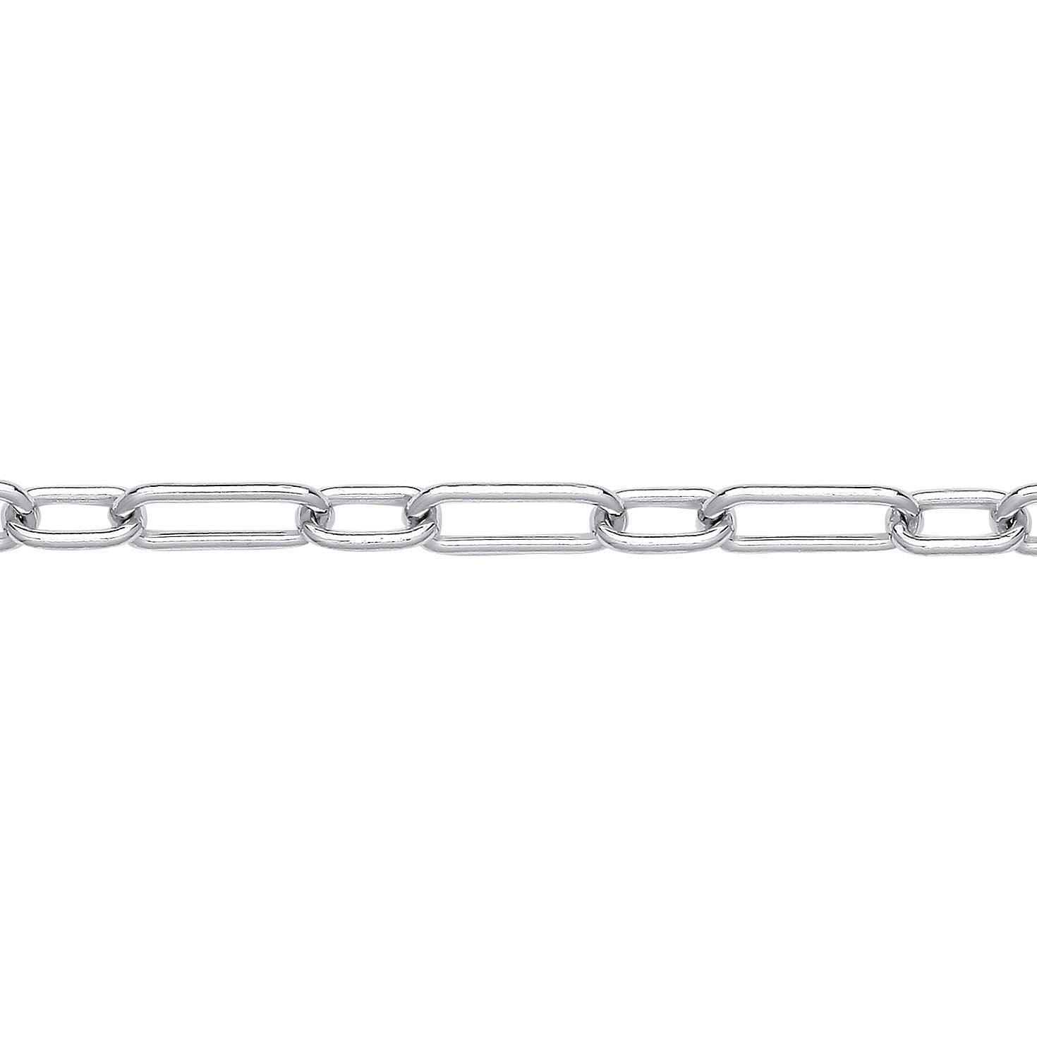 925 Silver  Oval Pill Paper Clip Chain Necklace 5mm 20 inch 50cm - GVK439