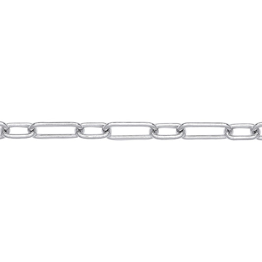 925 Silver  Oval Pill Paper Clip Chain Necklace 5mm 20 inch 50cm - GVK439
