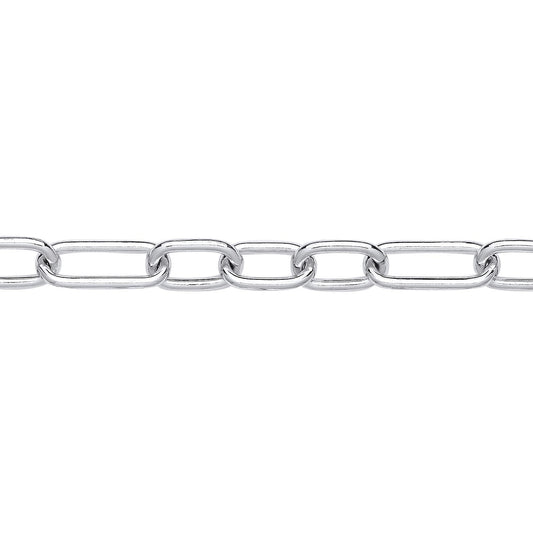 Silver  Chunky Oval Pill Paper Clip Chain Necklace 8mm 20" 50cm - GVK440