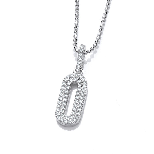 Silver  Oval Pill Paperclip Pendant Necklace 16" + 2" - GVK445