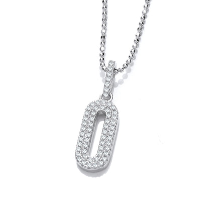 Silver  Oval Pill Paperclip Pendant Necklace 16" + 2" - GVK445