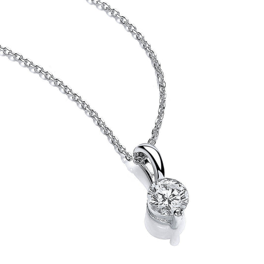 Silver  Single Claw 1ct Solitaire Pendant Necklace - GVK456