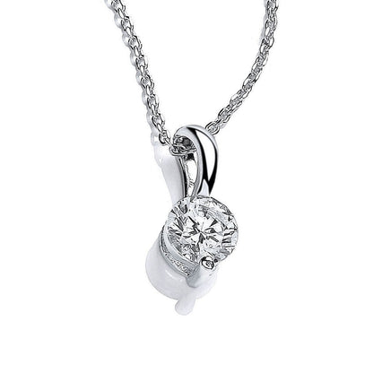 925 Silver  CZ Single Claw 1ct Solitaire Pendant Necklace 17 inch - GVK456