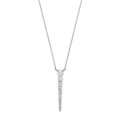 Silver  CZ Graduated 10 Stone Icicle Lavalier Necklace 16 + 2 inch - GVK464