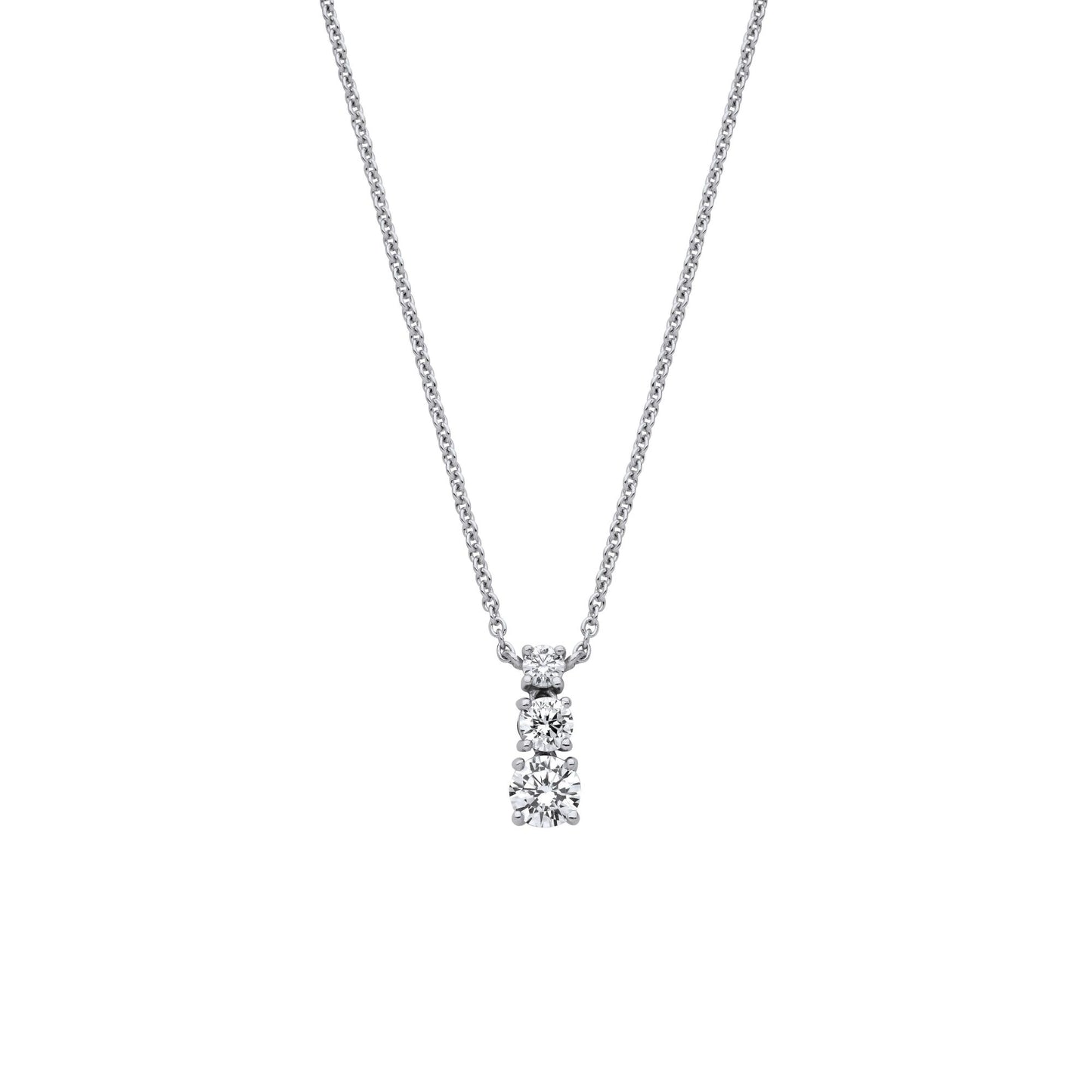 Sterling Silver  CZ Graduated Trilogy Pendant Necklace 16 + 2 inch - GVK467
