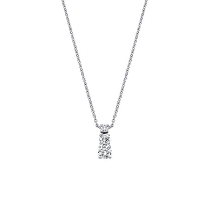 Sterling Silver  CZ Graduated Trilogy Pendant Necklace 16 + 2 inch - GVK467