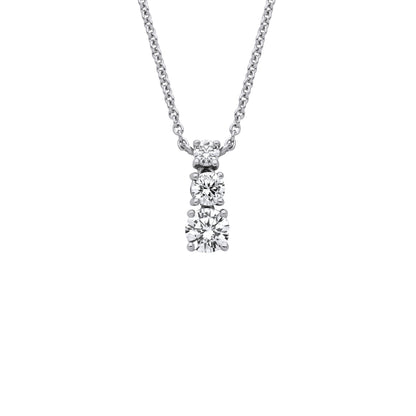 Sterling Silver  CZ Graduated Trilogy Pendant Necklace 16 + 2 inch - GVK467