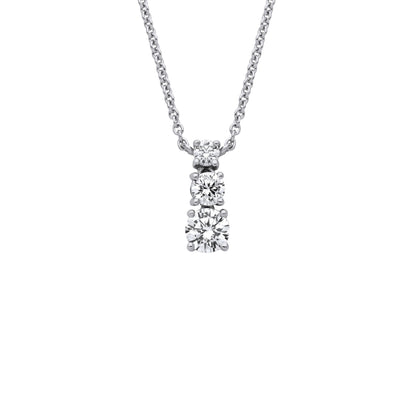 Sterling Silver  CZ Graduated Trilogy Pendant Necklace 16 + 2 inch - GVK467