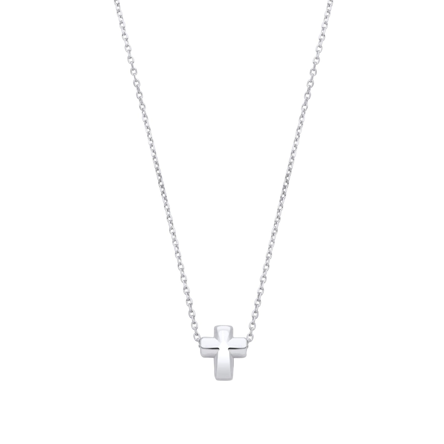925 Sterling Silver  Dainty Miniature Cross Charm Necklace 16 inch - GVK470