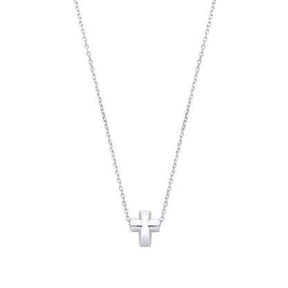 925 Sterling Silver  Dainty Miniature Cross Charm Necklace 16 inch - GVK470
