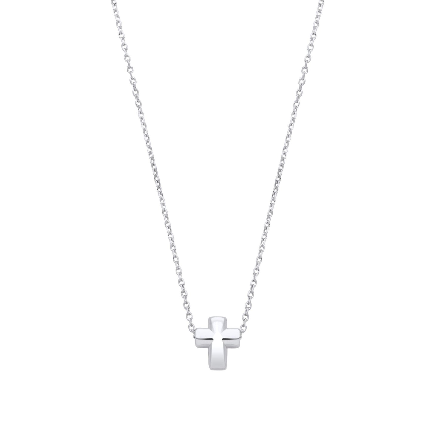 925 Sterling Silver  Dainty Miniature Cross Charm Necklace 16 inch - GVK470