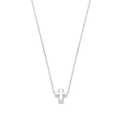 925 Sterling Silver  Dainty Miniature Cross Charm Necklace 16 inch - GVK470