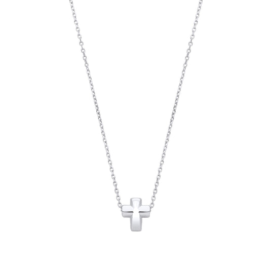 925 Sterling Silver  Dainty Miniature Cross Charm Necklace 16 inch - GVK470