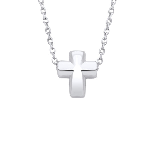 925 Sterling Silver  Dainty Miniature Cross Charm Necklace 16 inch - GVK470