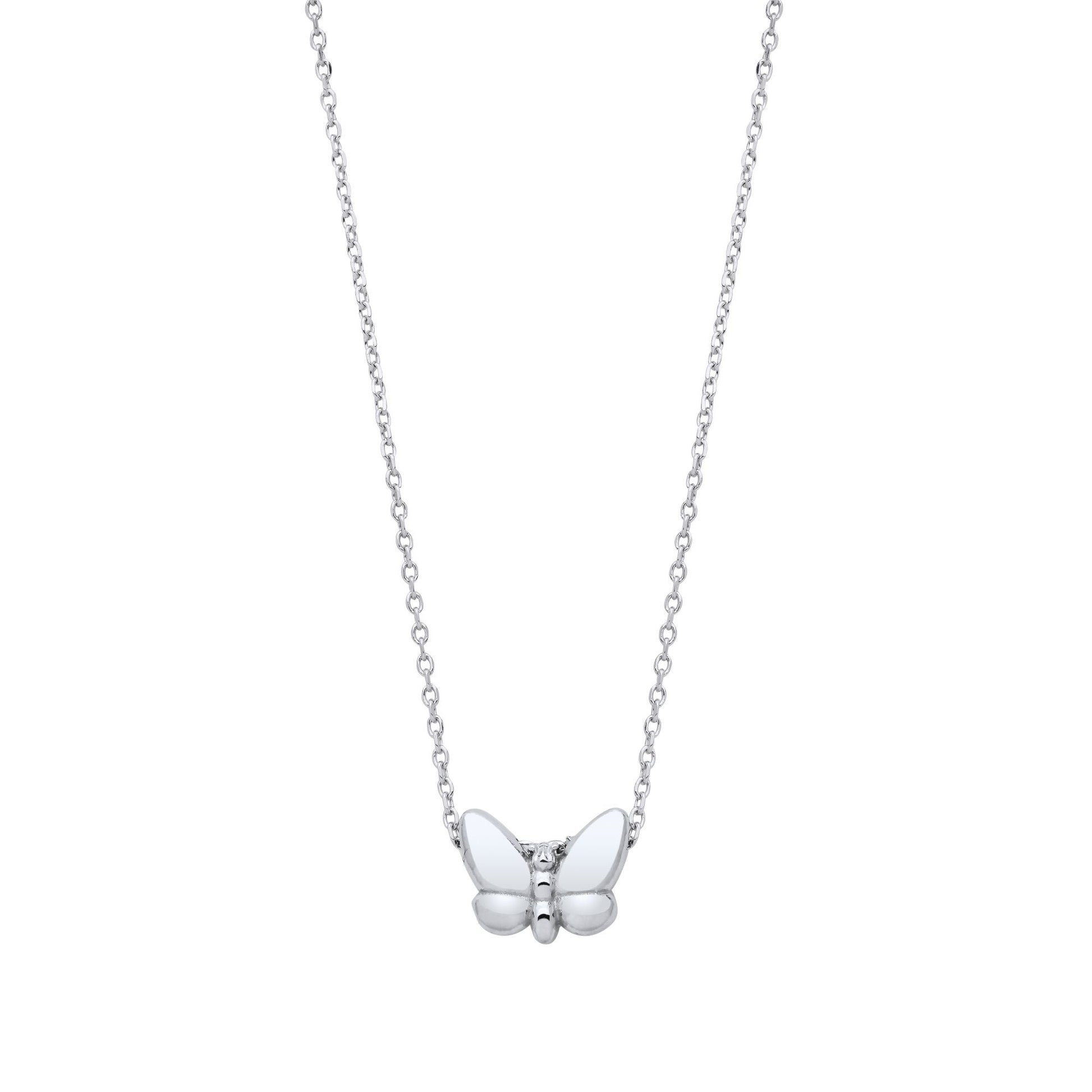 925 Sterling Silver  Mini Butterfly Charm Necklace 16 inch - GVK471
