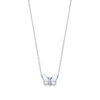 925 Sterling Silver  Mini Butterfly Charm Necklace 16 inch - GVK471